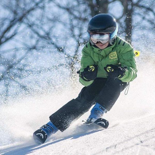 outdoormaster kids ski goggles otg helmet compatible, anti fog snow goggles for boys & girls 100% uv protection om 4