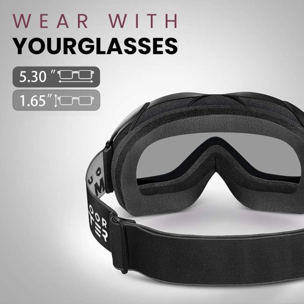 outdoormaster otg ski goggles over glasses ski/snowboard goggles for men, women & youth 100% uv protection 01vlt 10％ om 5
