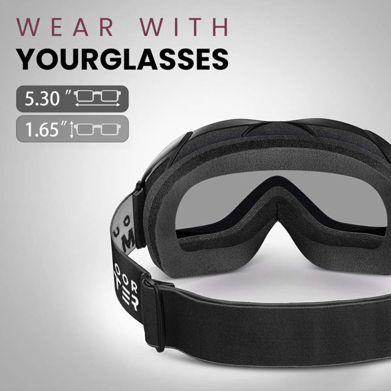 outdoormaster otg ski goggles over glasses ski/snowboard goggles for men, women & youth 100% uv protection 01vlt 10％ om 5