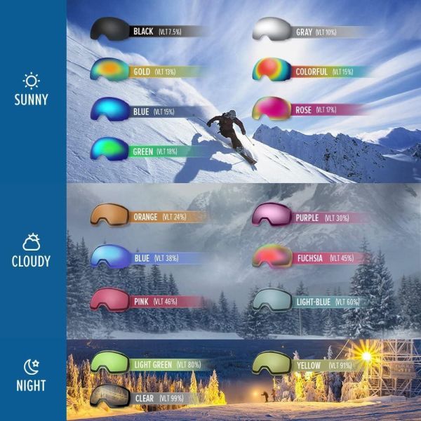 outdoormaster otg ski goggles over glasses ski/snowboard goggles for men, women & youth 100% uv protection 01vlt 10％ om 5