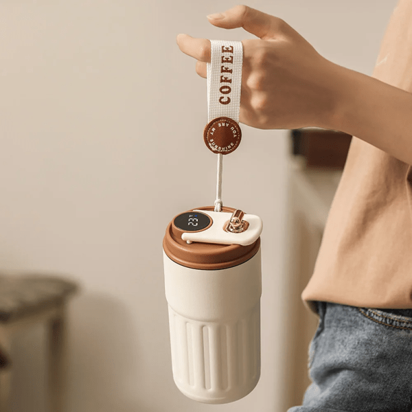 450ml thermal led temperature display smart coffee cup insulated drink tumbler brown 450ml thermal led temperature display smart coffee cup insulated drink tumbler brown