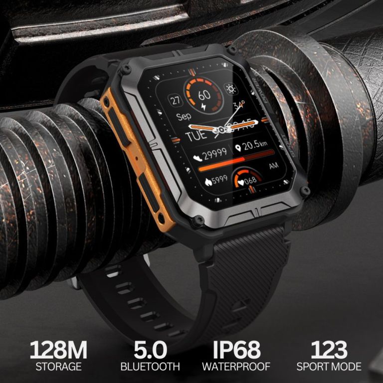 njord gear indestructible tactical smartwatch – military grade & rugged orange