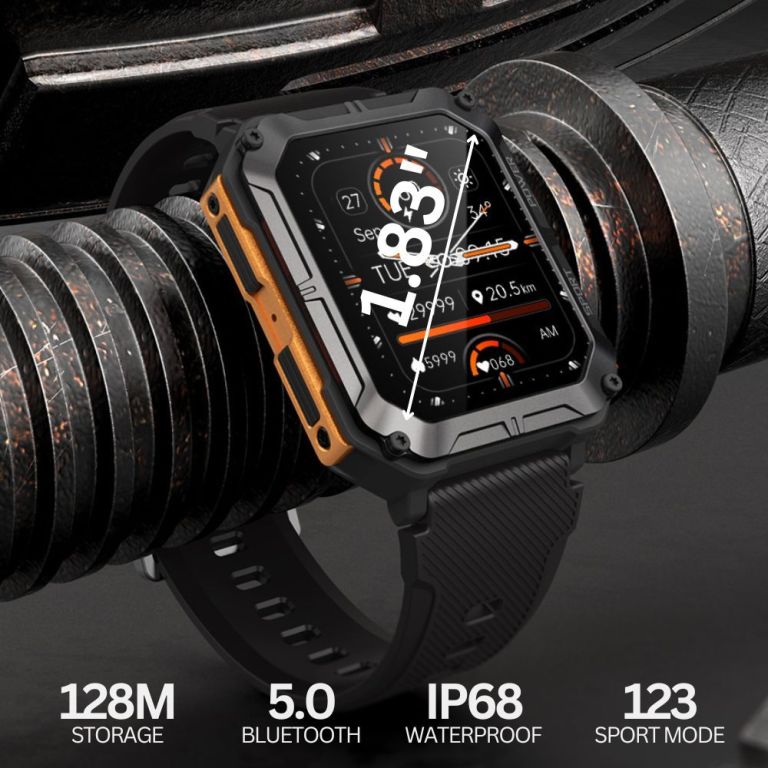 njord gear indestructible tactical smartwatch – military grade & rugged orange