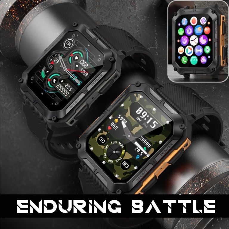 njord gear indestructible tactical smartwatch – military grade & rugged orange
