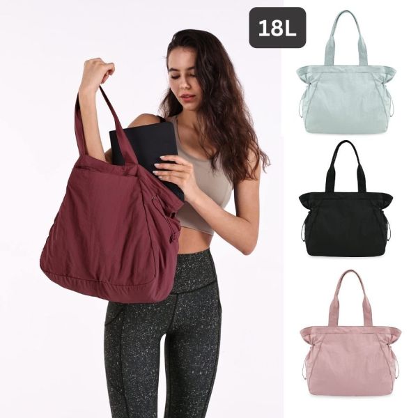 lightweight nylon shopper tote bag 18l side cinch shoulder bag mint