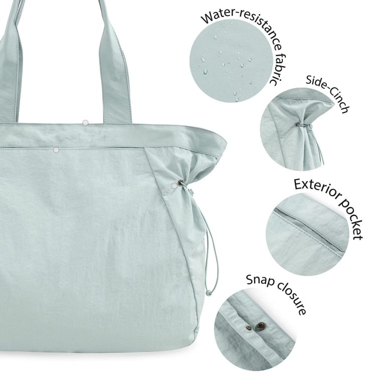 lightweight nylon shopper tote bag 18l side cinch shoulder bag mint