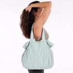 lightweight nylon shopper tote bag 18l side cinch shoulder bag mint