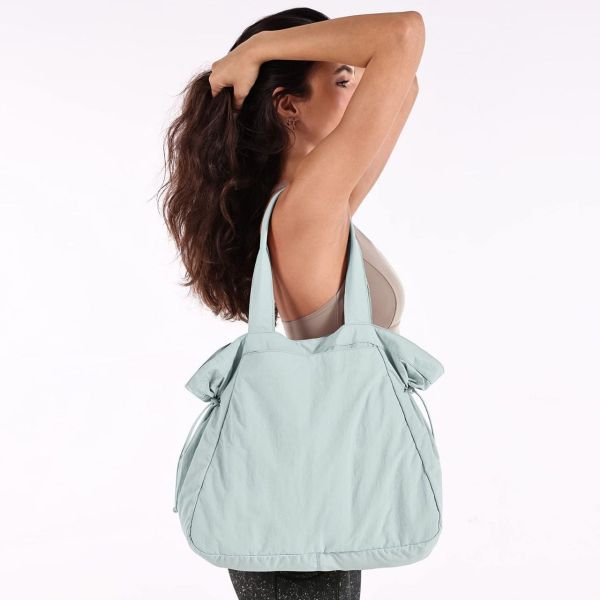 lightweight nylon shopper tote bag 18l side cinch shoulder bag mint