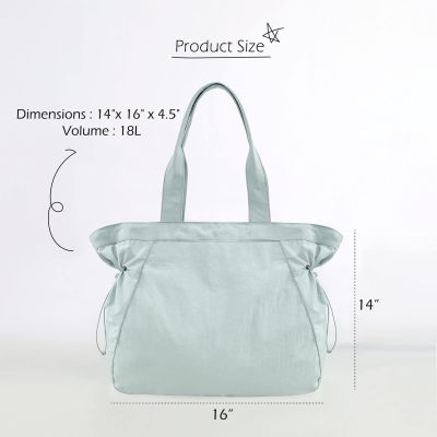 lightweight nylon shopper tote bag 18l side cinch shoulder bag mint