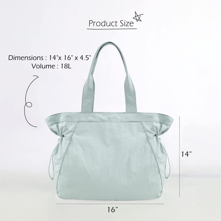 lightweight nylon shopper tote bag 18l side cinch shoulder bag mint