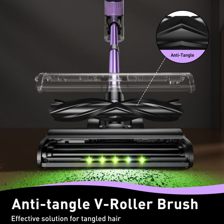 cordless vacuum cleaner, 10 in 1 stick vacuum with powerful suction, hose, green led light, anti tangle brush, 55kpa lightweight rechargeable vacuum cleaner for home, hardwood floors, carpets, pet hair.