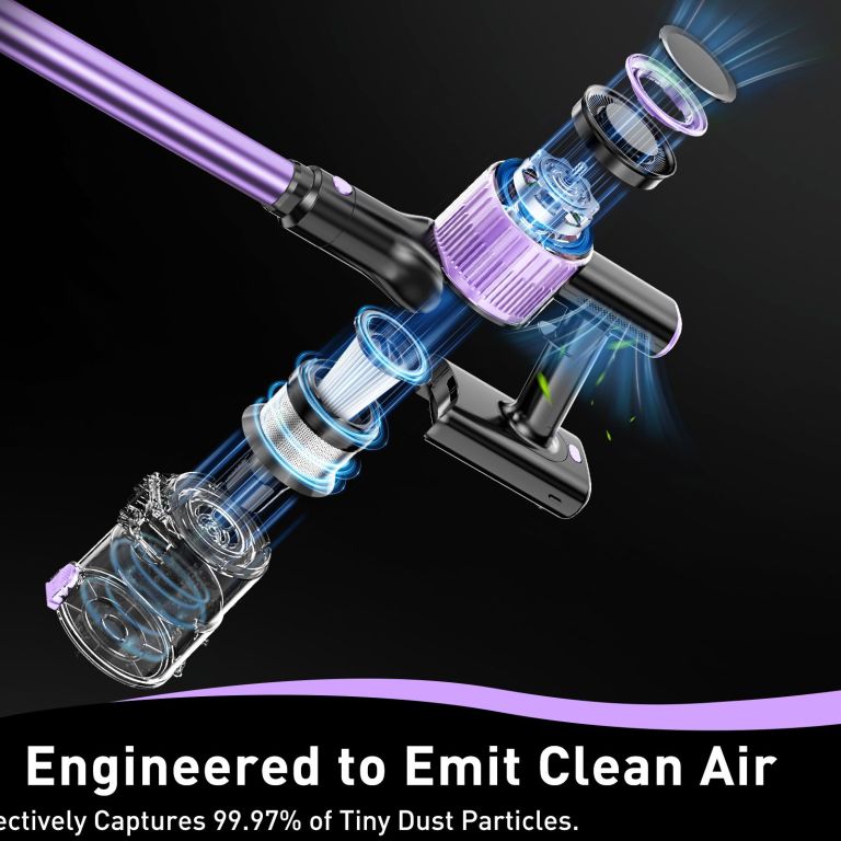 cordless vacuum cleaner, 10 in 1 stick vacuum with powerful suction, hose, green led light, anti tangle brush, 55kpa lightweight rechargeable vacuum cleaner for home, hardwood floors, carpets, pet hair.