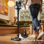 cordless vacuum cleaner, 55kpa/55mins vacuum cleaners for home. self standing stick vacuum with rechargeable dock，led display & anti tangle，lightweight rechargeable vacuum for carpet，floor