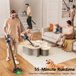 cordless vacuum cleaner, 55kpa/55mins vacuum cleaners for home. self standing stick vacuum with rechargeable dock，led display & anti tangle，lightweight rechargeable vacuum for carpet，floor