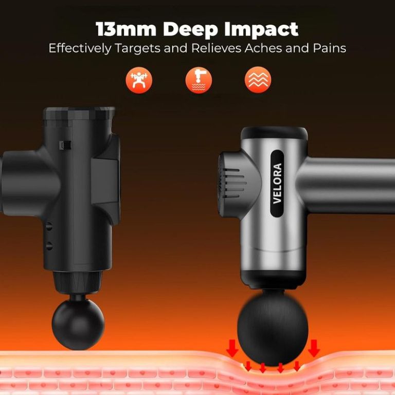 velora mini massage gun deep tissue percussion massager for neck back shoulder leg foot 6 heads usb c rechargeable grey