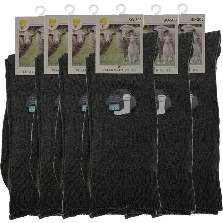 merino wool mens thermal diabetic socks loose top circulation 6 pairs grey 11 14