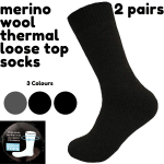 merino wool mens loose top thermal socks diabetic comfort circulation 2 pairs navy 11 14