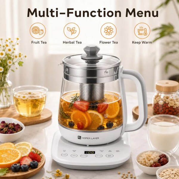 hoper layer fa k1501 electric glass tea kettle 1.5l tea maker saa certified