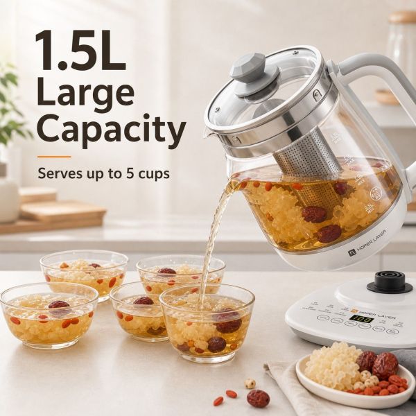 hoper layer fa k1501 electric glass tea kettle 1.5l tea maker saa certified