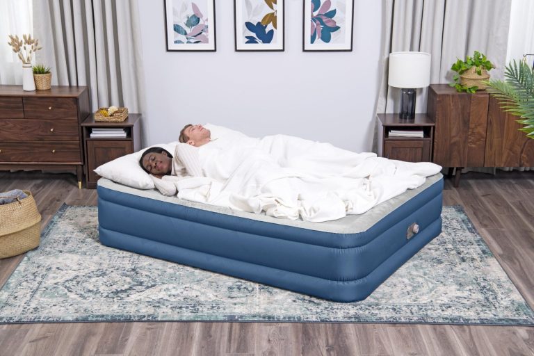 bestway 2.03m x 1.52m x 46cm fortech snugable top air inflatable mattress queen built in ac pump