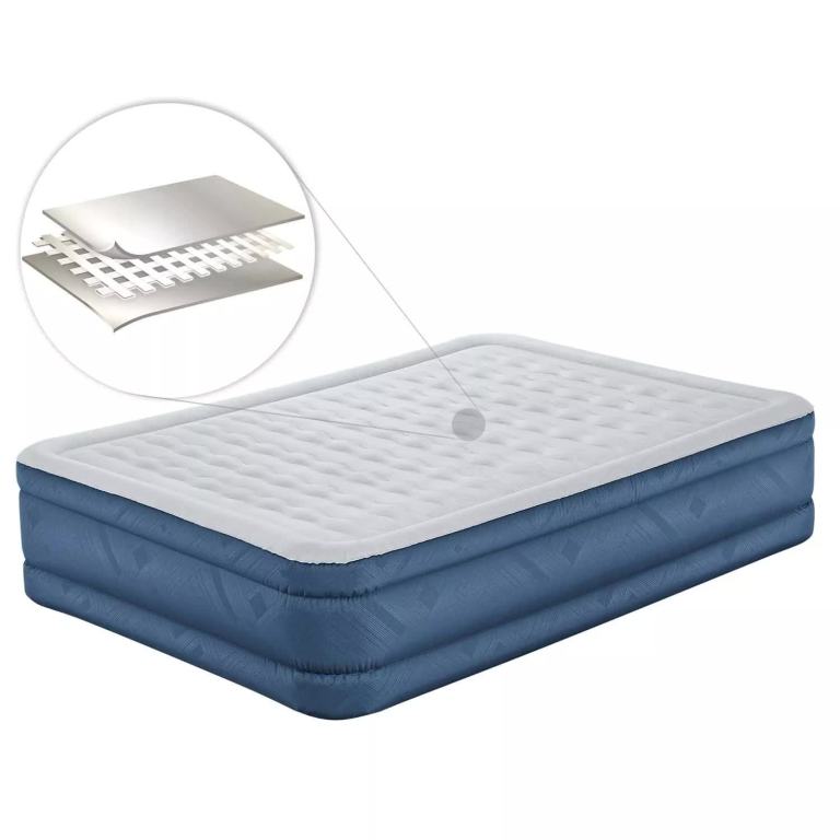 bestway 2.03m x 1.52m x 46cm fortech snugable top air inflatable mattress queen built in ac pump
