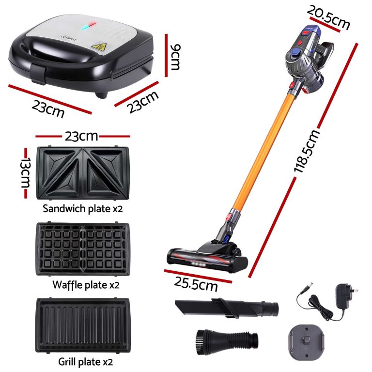 devanti k7 cordless stick vacuum cleaner plus 3 in 1 sandwich maker devanti k7 cordless stick vacuum cleaner plus 3 in 1 sandwich maker