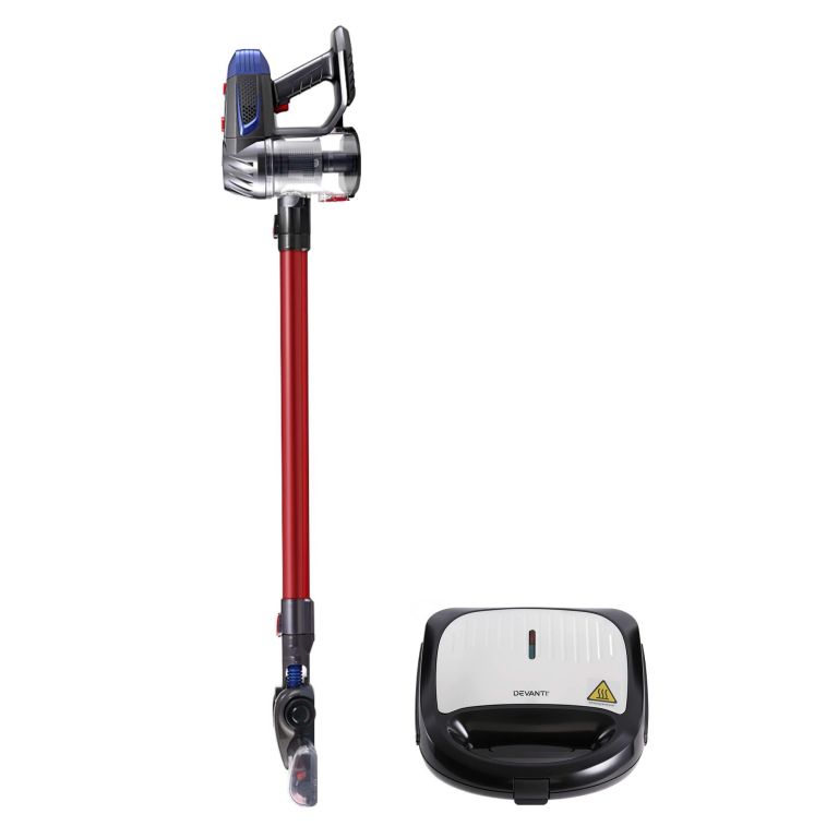devanti k7 cordless stick vacuum cleaner plus 3 in 1 sandwich maker