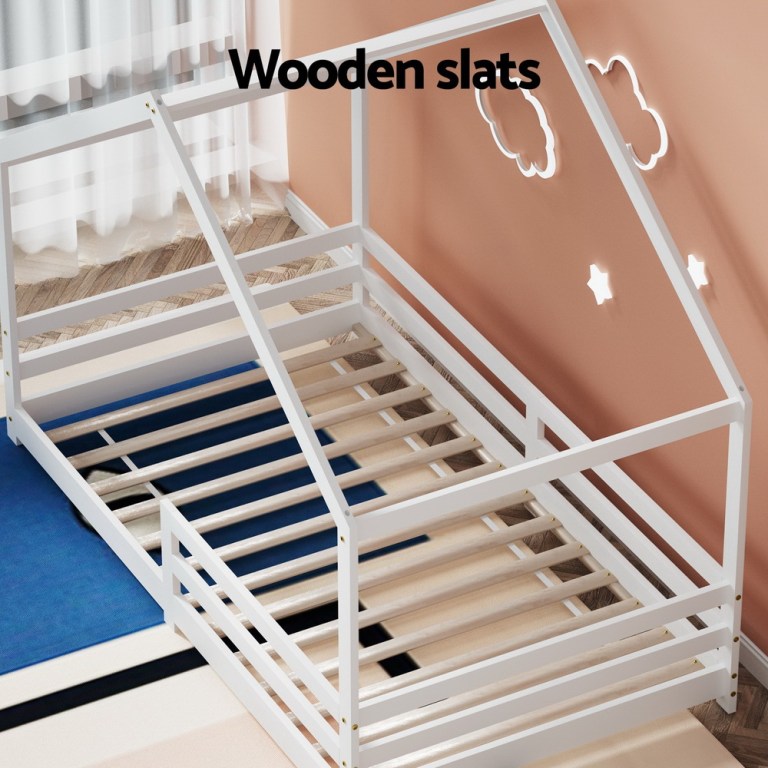 artiss bed frame wooden kids single house frame white amos artiss bed frame wooden kids single house frame white amos