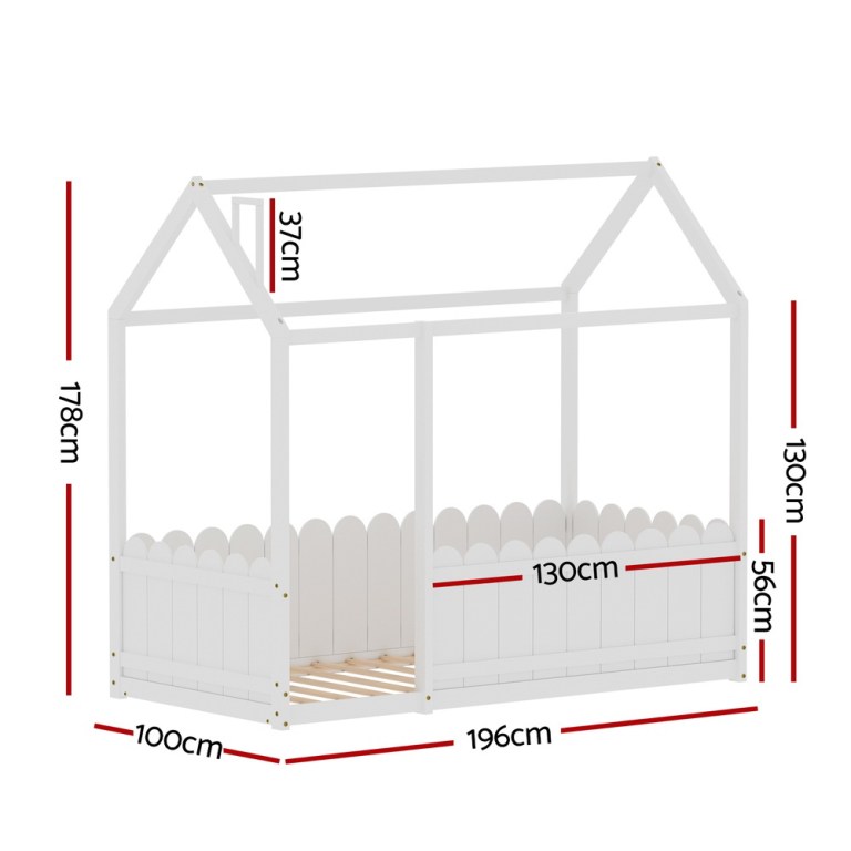 artiss bed frame wooden kids house single frame white kori