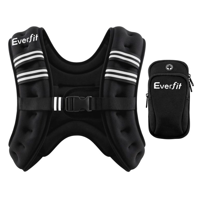 everfit 3kg weighted vest men women, reflective running vest with armband pouch