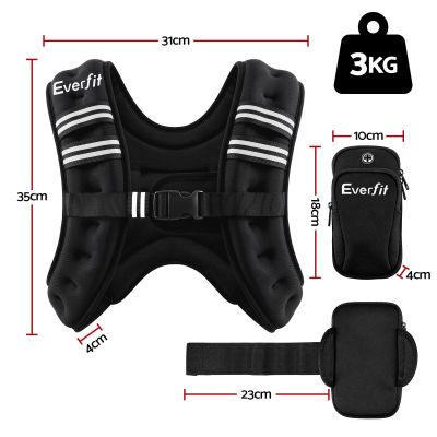 everfit 3kg weighted vest men women, reflective running vest with armband pouch everfit 3kg weighted vest men women, reflective running vest with armband pouch