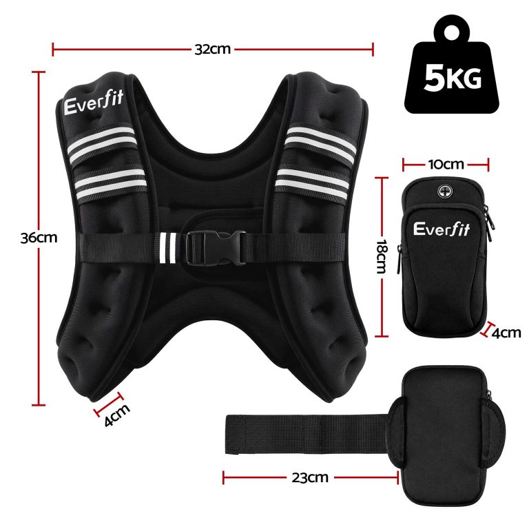 everfit 5kg weighted vest men women, reflective running vest with armband pouch everfit 5kg weighted vest men women, reflective running vest with armband pouch