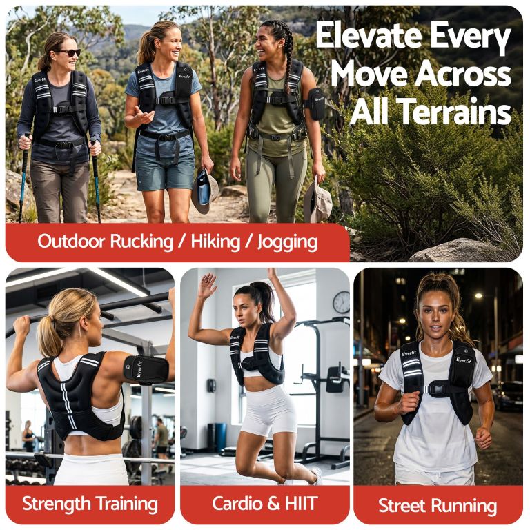 everfit 8kg weighted vest men women, reflective running vest with armband pouch everfit 8kg weighted vest men women, reflective running vest with armband pouch