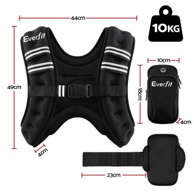 everfit 10kg weighted vest men women, reflective running vest with armband pouch everfit 10kg weighted vest men women, reflective running vest with armband pouch