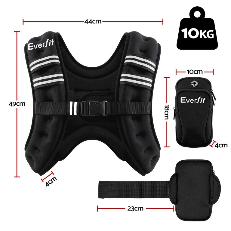 everfit 10kg weighted vest men women, reflective running vest with armband pouch everfit 10kg weighted vest men women, reflective running vest with armband pouch