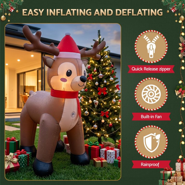 jingle jollys christmas inflatable reindeer 2.5m illuminated decorations