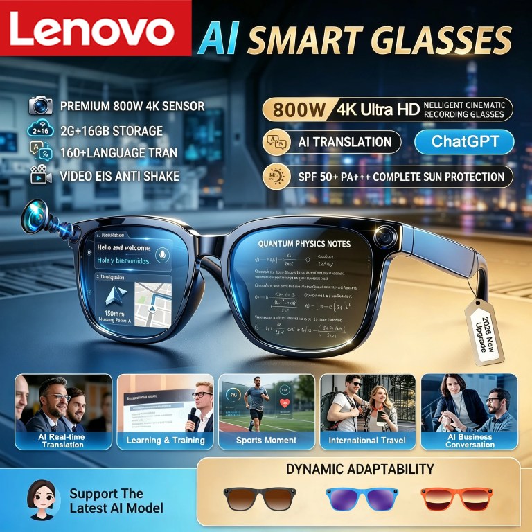 Lenovo 8K HD Upgrade Smart Glasses With Camera Video Recording AI Photo Recognition Bluetooth Call Translation Voice Sunglasses 1