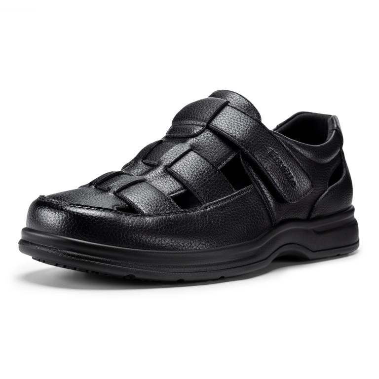 FitVille Men's Sports Sandals Extra Wide Toe Leather Diabetic Shoes for Men Outdoors Summer Open-toe Orthopedic Sandal Non-slip 1