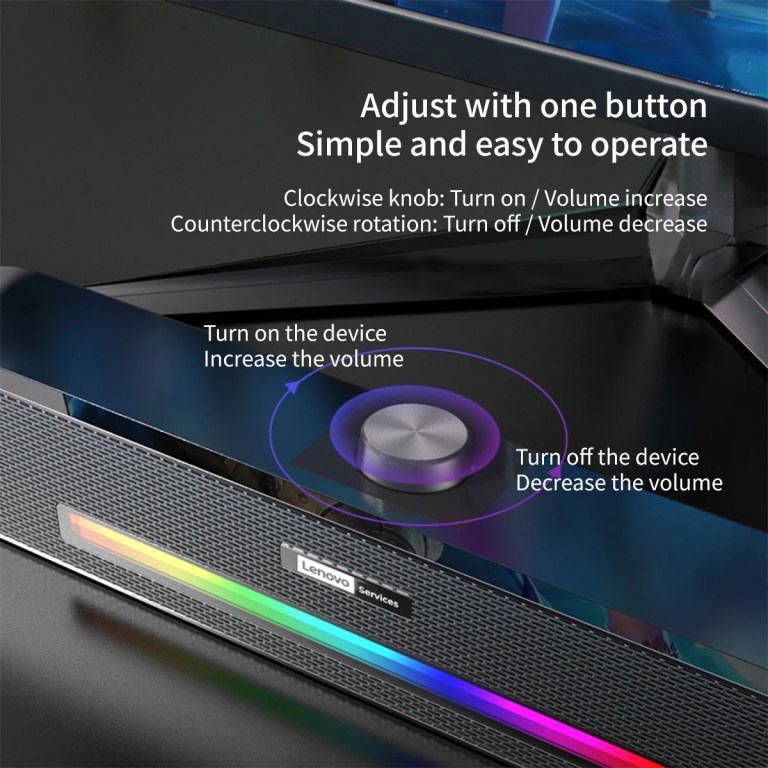 Lenovo Original Deep Bass RGB Light Computer Speakers Wired/Bluetooth Dual Channel Music Player HiFi Sound Stereo Loudspeaker 5