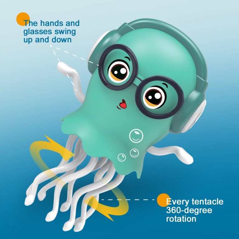 An Electrically-Powered Crawling Dancing Jellyfish Toy, An Octopus With Automatic Obstacle Sensor, Intelligent LED Lights and Mu 4