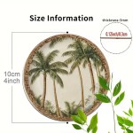 4Pcs Coastal Style Wooden Coasters, Tropical Palm Tree Coasters for Bar & Home Use 2