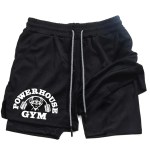 powerhouse gym men's double layer mesh shorts breathable athletic gym shorts with drawstring POWERHOUSE GYM Men's Double Layer Mesh Shorts - Breathable Athletic Gym Shorts with Drawstring 2