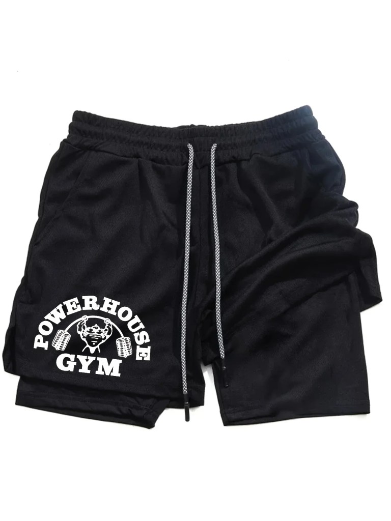 powerhouse gym men's double layer mesh shorts breathable athletic gym shorts with drawstring POWERHOUSE GYM Men's Double Layer Mesh Shorts - Breathable Athletic Gym Shorts with Drawstring 2