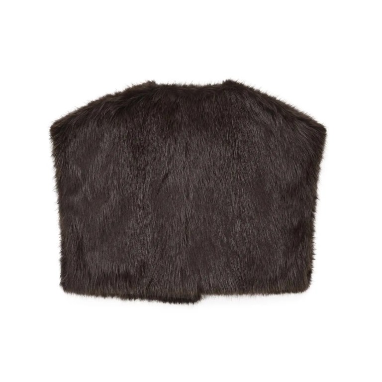 Zevity 2026 Women Fashion Solid Color Faux Fur Effective Open Stitching Cape Vest Jacket Lady Winter Short WaistCoat Tops CT9511 3