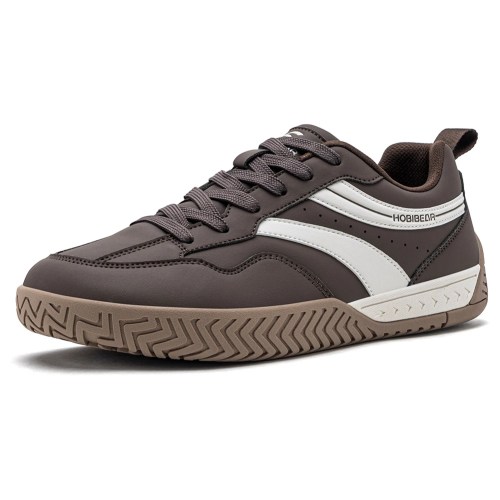 HOBIBEAR Wide Toe Box Sneakers Unisex Artificial Leather Walking Shoes Retro Comfortable Lightweight Non-Slip Lace Up Footwear