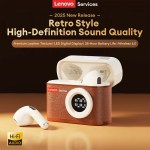 Lenovo LE218 Bluetooth 6.0 Vintage Leather Wireless Earbuds LED Digital Display Headphones ENC Noise Reducation Earphone for Mi 1