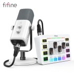 fifine rgb streaming podcast kit with dynamic mic & audio mixer for gaming/recording/live streaming, instant audio control ks5w FIFINE RGB Streaming Podcast Kit with Dynamic Mic & Audio Mixer for Gaming/Recording/Live Streaming, Instant Audio Control- KS5W 1