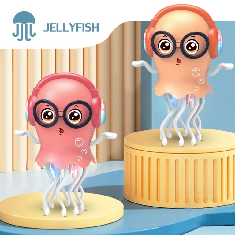 An Electrically-Powered Crawling Dancing Jellyfish Toy, An Octopus With Automatic Obstacle Sensor, Intelligent LED Lights and Mu 5
