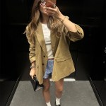 Bornladies Women's Two-piece Suit with Lapel Button Casual Long Sleeved Top and Shorts Set for Daily Commuting and Street Wear 3