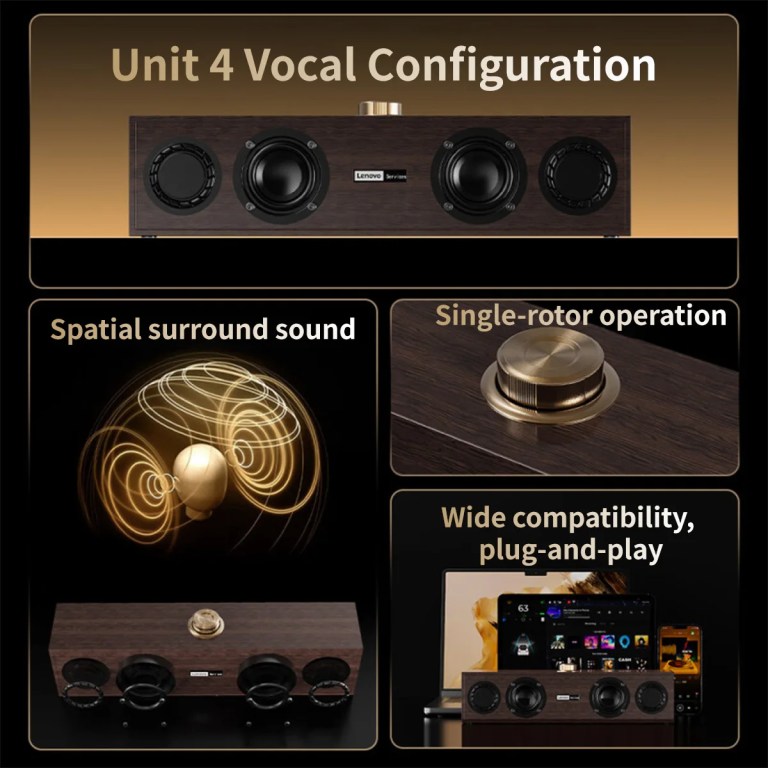 Lenovo C02 Multimedia Speaker Bluetooth Speaker Wired/Bluetooth Dual-Mode Speaker Retro Speaker Universal for Tv, Computer, and Mobile Phone Subwoofer 4
